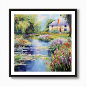 Brushwork Breeze: Serene Riverside Art Print