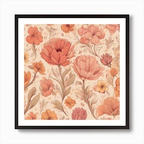 Flowers Wallpaper Pattern Art Print