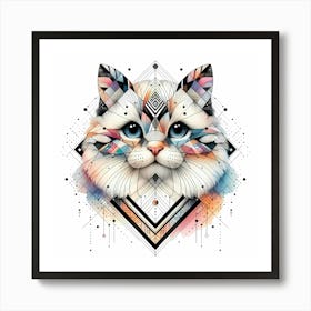 Cat Head - Abstract Line Art Illustration 81 Art Print