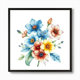 Watercolor Flowers Bouquet 2 Art Print