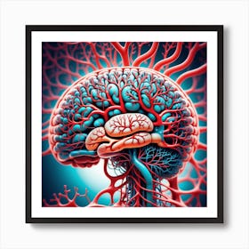 Human Brain With Blood Vessels 15 Art Print