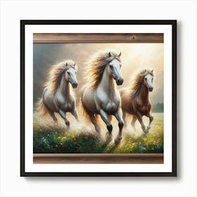 Three Horses Running Art Print