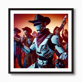 Robots And Cowboys Art Print