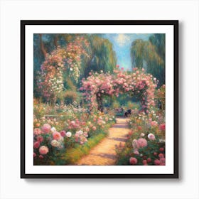 Claude Monet'S Rose Garden Art Print