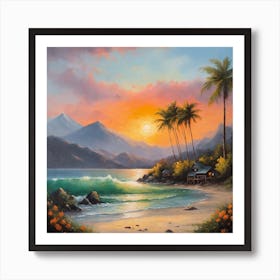 Sunset On The Beach 1 Art Print