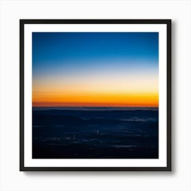 An Abstract Art Of The Stratosphere Where The Horizon Blurs The Line Between An Orange Sunrise And (1) Art Print