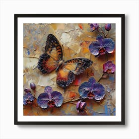 Orchids And Butterflies 1 Art Print