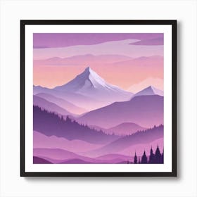 Misty mountains background in purple tone 92 Art Print