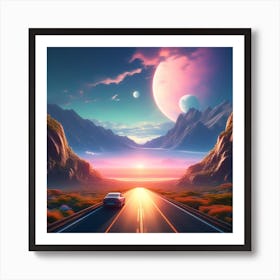 Car Driving On The Road Art Print