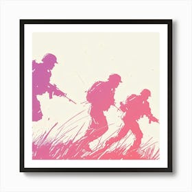 Three Soldiers In The Field Art Print