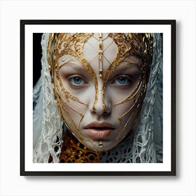 Woman In A Golden Dress Art Print