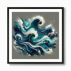 Ocean Waves Abstract Painting Art Print