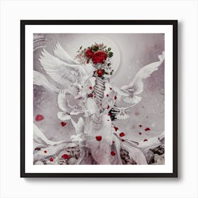 Skeleton Bride 2 Square Art Print