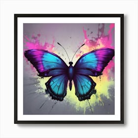 Butterfly With Paint Splashes 12 Art Print