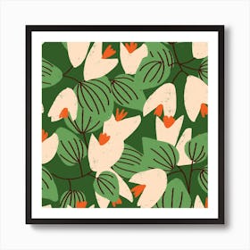 Mid Summer Flower Green Art Print