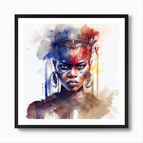 Watercolor African Warrior Woman  #1 Art Print