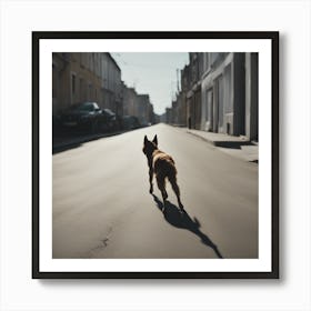 Dog Walking In The Street Art Print