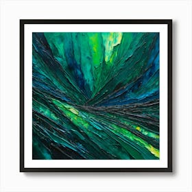 Abstract Painting Green and Blue Color 6 Art Print