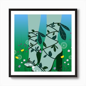 Grow Where Your Are Planted Green Square Art Print
