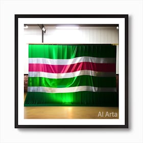 Green And White Striped Backdrop Art Print