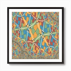 Animal Colorful Drawing Fish Optical Illusion Art Print