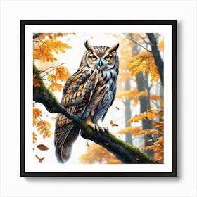 Owl In The Forest 155 Art Print