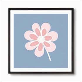 A White And Pink Flower In Minimalist Style Square Composition 31 Art Print