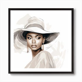 Beautiful Woman In A Hat Art Print