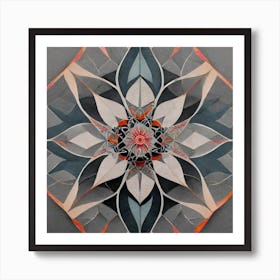 Firefly Beautiful Modern Detailed Floral Indian Mosaic Mandala Pattern In Neutral Gray, Charcoal, Si (1) Art Print