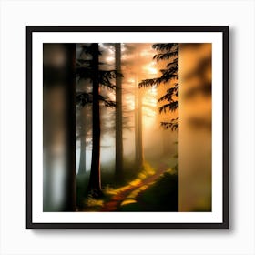 Sunrise In The Forest Art Print