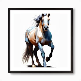 Horse Running On White Background Art Print