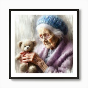 Old Lady With Teddy Bear 6 Art Print