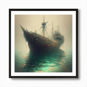 Ship In The Fog 2 Art Print