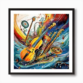 Colorful Music Canvas Art Art Print