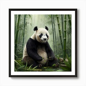 Panda Bear In The Bamboo Forest Art Print