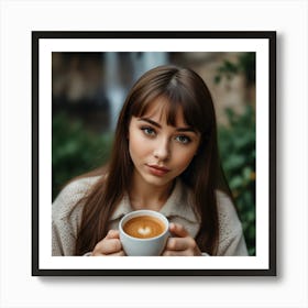 Young Woman Drinking Coffee Art Print