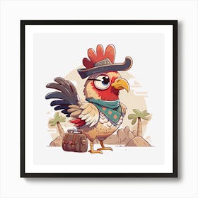 Rooster Chicken Cartoon Bird Art Print