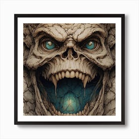 Skull With Blue Eyes Art Print