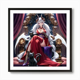 White Hair Demon Queen Art Print