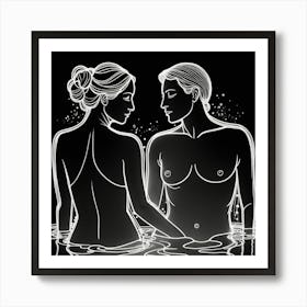 Couple In The Water Art Print