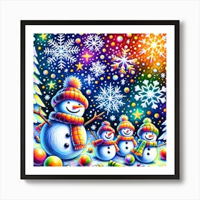 Super Kids Creativity:Snowmen In The Snow Art Print