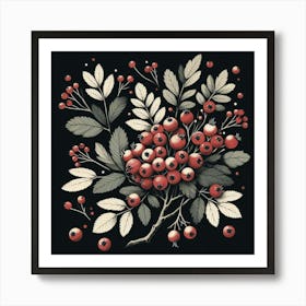 Scandinavian Art, Hawthorn berries 1 Art Print