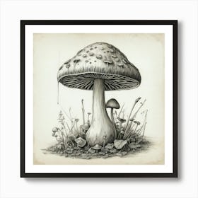 Mushroom Drawing Art Print