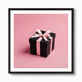 Gift Box On Pink Background Art Print