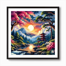 Asian Landscape Painting Art Print