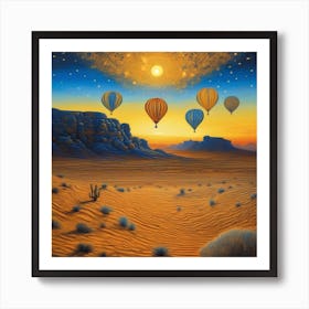 Hot Air Balloons In The Desert Art Print