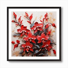 Pattern with Red Orchid flowers Art Print