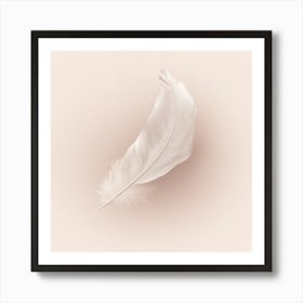 White Feather On A Pink Background Art Print