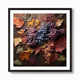 Autumn Leaves And Grapes Art Print