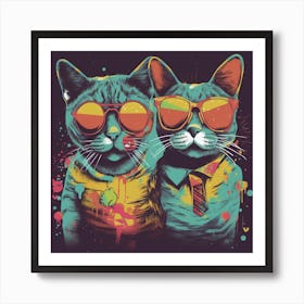 Two Cats In Sunglasses Art Print